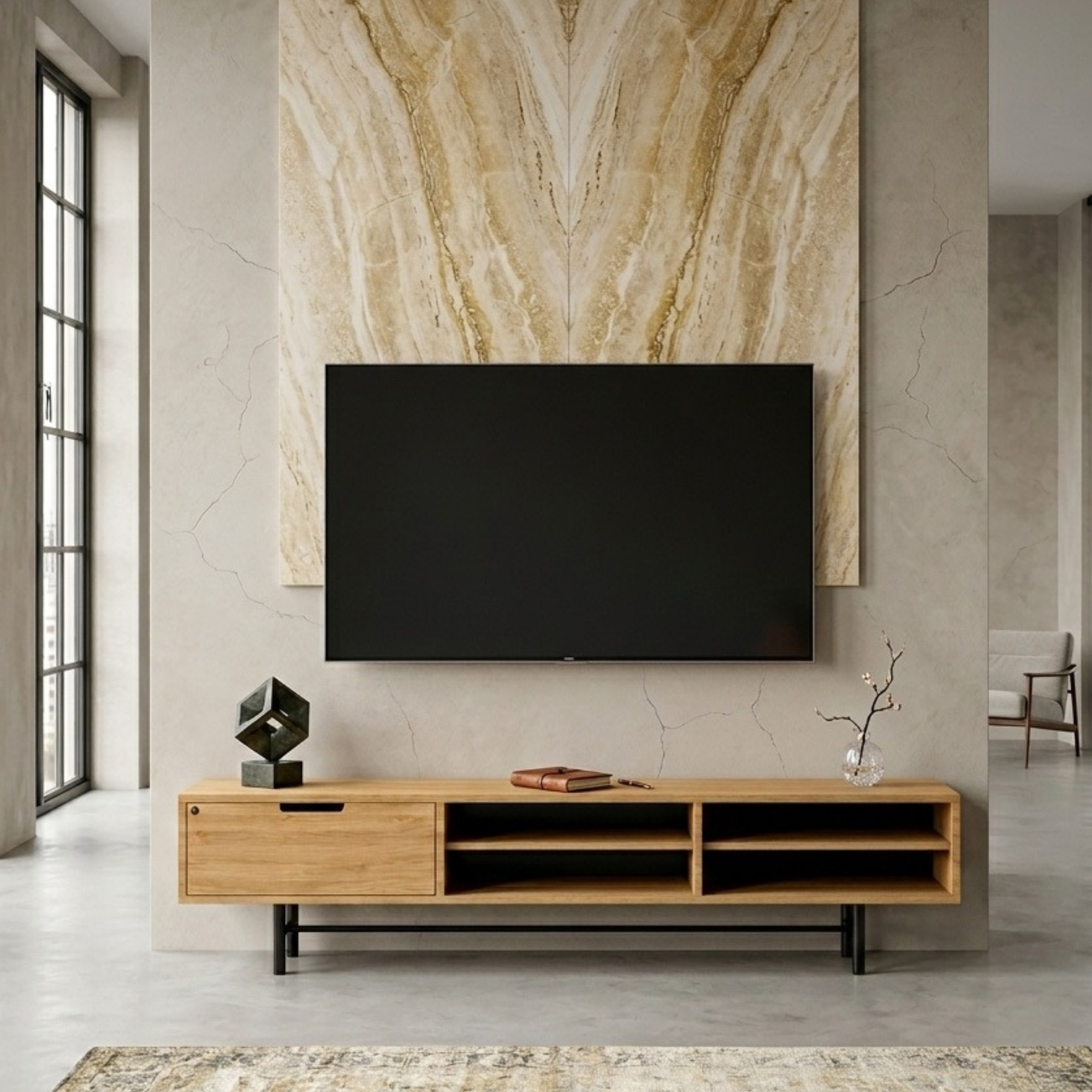 Szafka RTV-56 Drewno Lite Dąb Loft Lakier Rozmiary od 100 cm do 200 cm PREMIUM